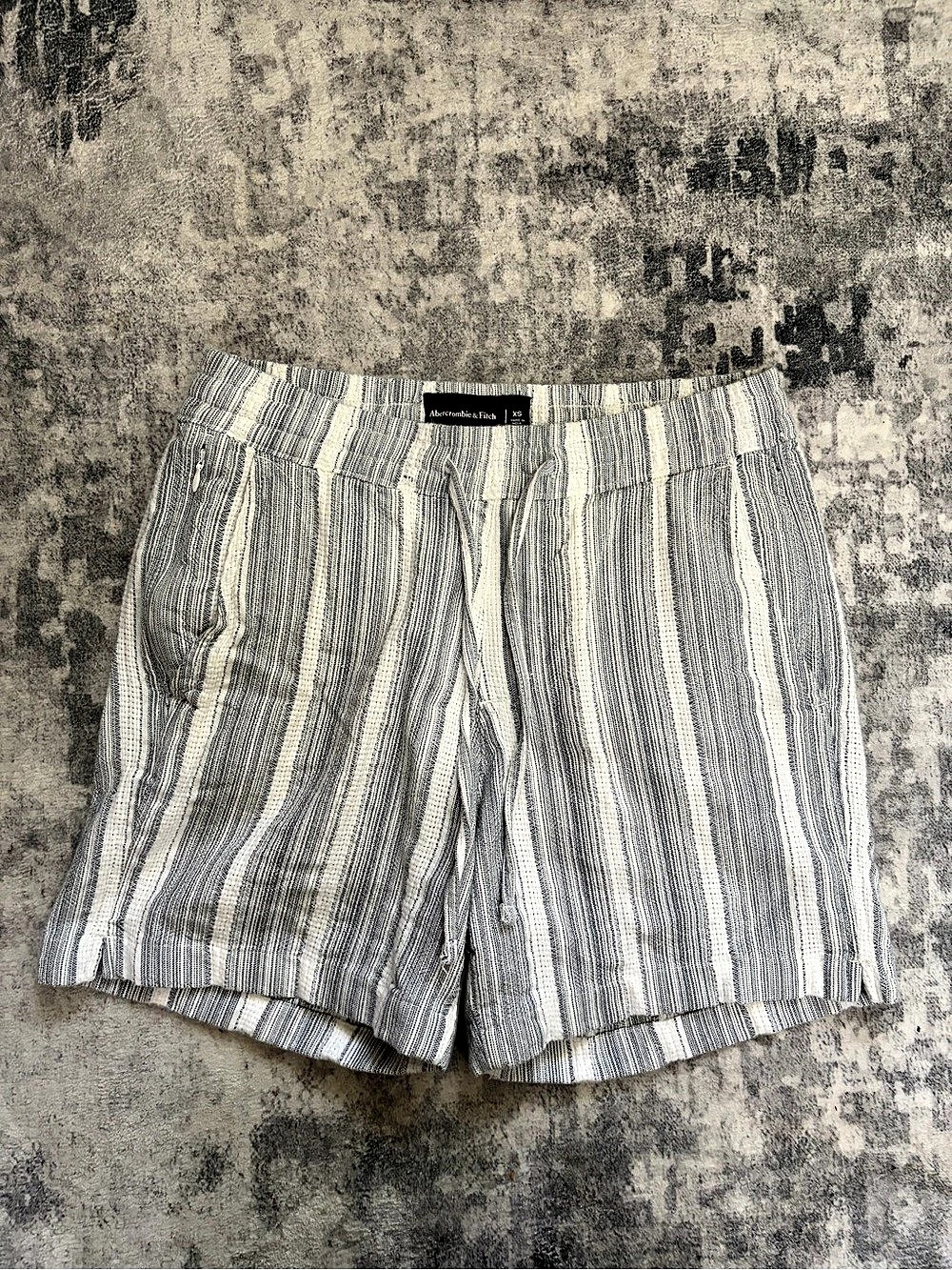 Abercrombie & Fitch men’s Linen-Blend Pull-On summer Shorts Blue & White xs